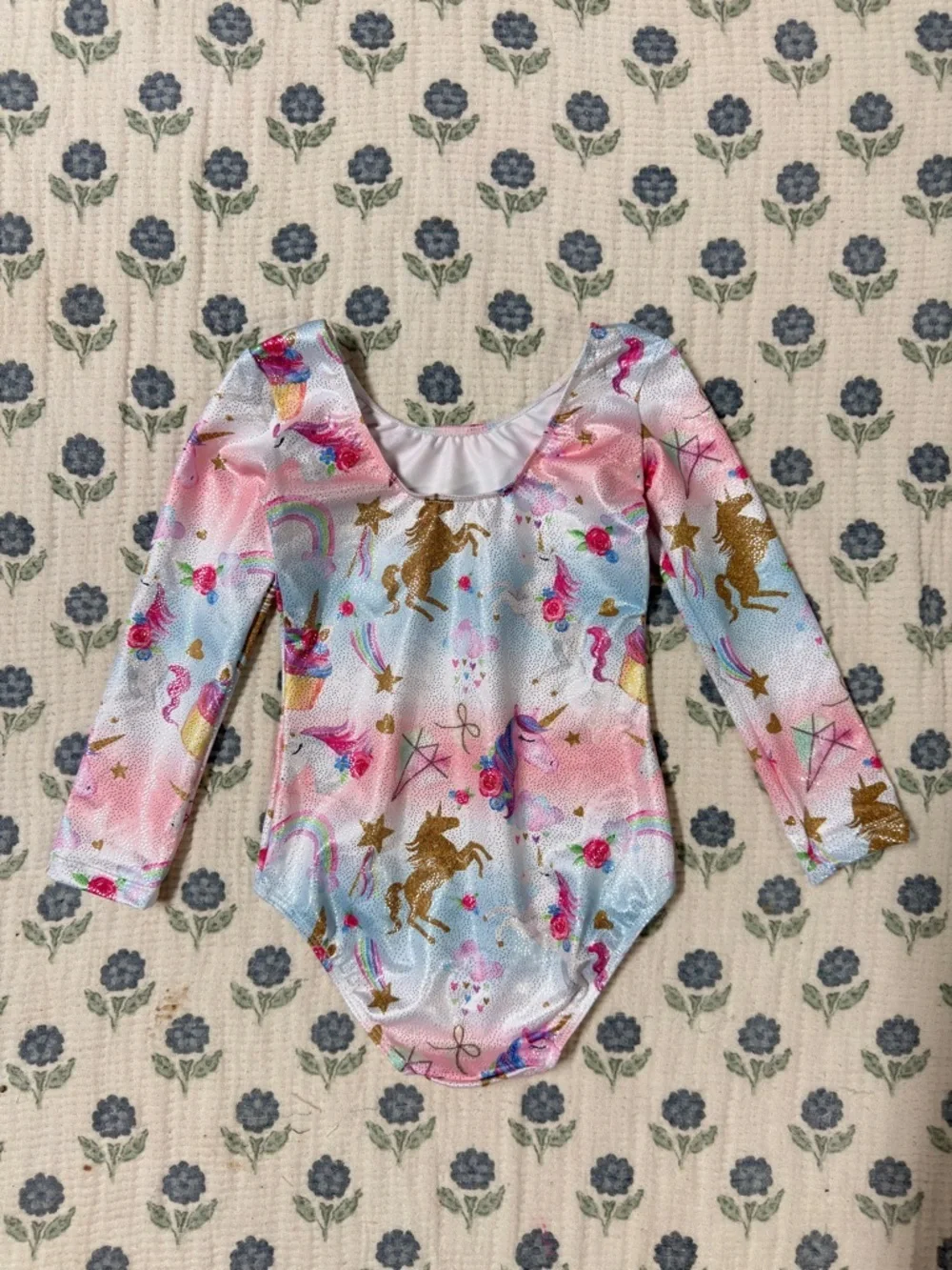 Sparkly Rainbow Long Sleeve Unicorn Gymnastics Leotard